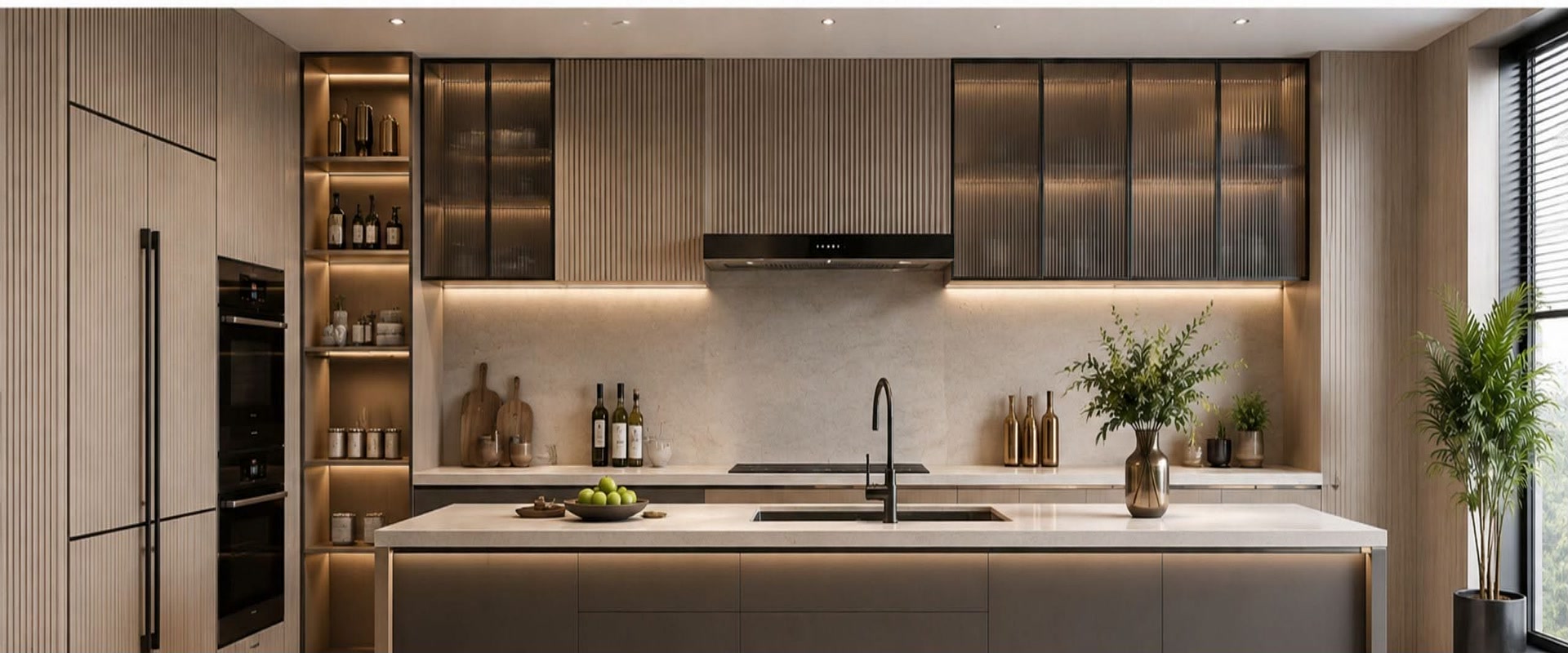 Stainless steel cabinets with sintered stone and stainless steel top by Optimal Works